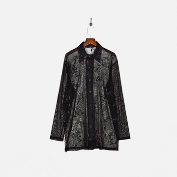 【蛋植物古著】夜羽影型紗質古著襯衫