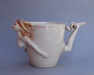 Lady Mug Nude Woman Figurine White Porcelain art mug Cup figurine Surprise mug