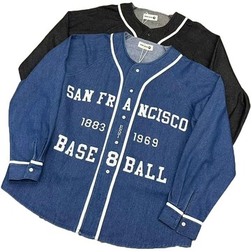 Chemistry_Boys - 韓國 MTE497 H&W #3387 貼布繡 丹寧球衣 (二色)