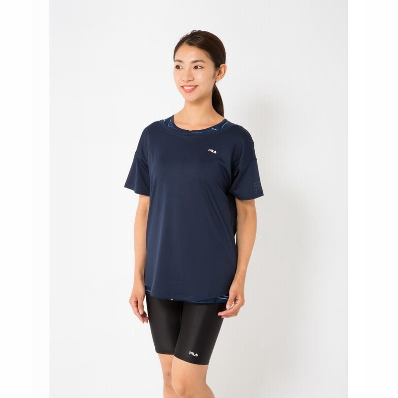Fila Tシャツ レディース ネイビー 通販 Lineポイント最大get Lineショッピング