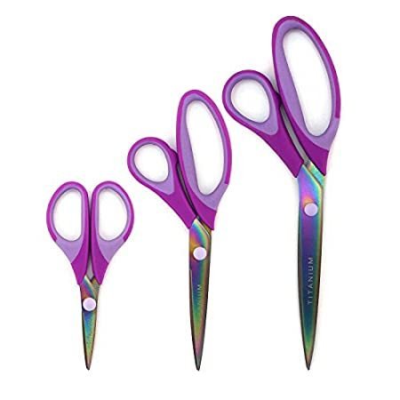 BambooMN Titanium Softgrip Scissors Set for Sewing, Arts, Crafts, Office ＿並行輸入品