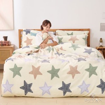 【DUYAN 竹漾】法蘭絨雙人四件式床包兩用毯被組 / 彩光初星