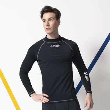 莫妮娜 台灣製 水陸兩用長袖防曬水母上衣  (男女適穿)中性款 四針併縫 黑 -L