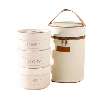 JAR嚴選 食品級304不鏽鋼可微波密封餐盒套組 附保溫收納袋  1組  1大2小 + 餐具組