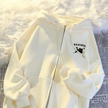 簡約唯美 春秋女裝 秋冬開衫 oversize 慵懒风  连帽卫衣女 秋冬季新款 加绒加厚  宽松 开衫開衫