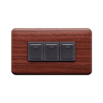 【朝日電工】 DT-3K 柚木紋組合式三開關組