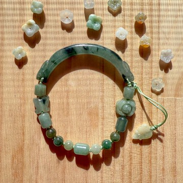 手工編織翡翠手鍊 — 綠影繁花