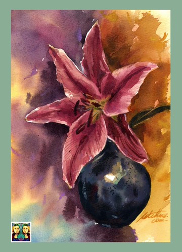 粉紅百合_手繪原作(僅此一件)