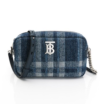 【英倫品牌週限時優惠69折起】BURBERRY Lola TB字母小型丹寧格紋相機包肩背包斜肩包