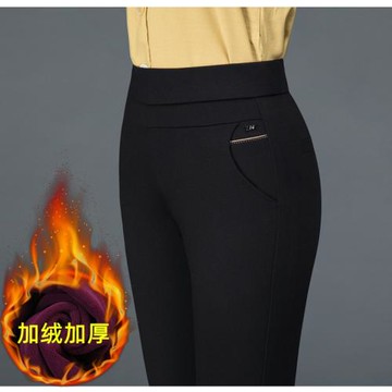 加絨褲女外穿寬松直筒高腰休閑媽媽褲子春秋中年秋冬長褲彈力松緊