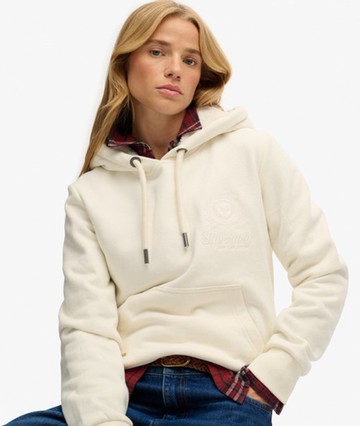 Superdry Women's Finest Goods Relaxed Hoodie Cream Size: 6