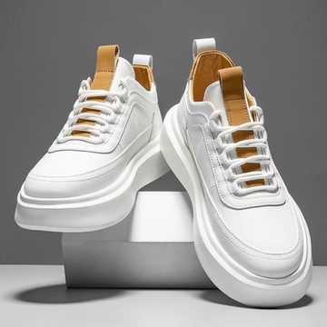 2023夏季新款男鞋透氣潮流百搭板鞋內增高厚底休閑鞋軟底小白鞋男