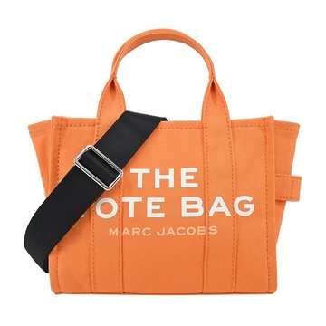 [平輸版] 【MARC JACOBS】 Mini TOTE 字母印花帆布兩用托特包(迷你/橘)真品平輸