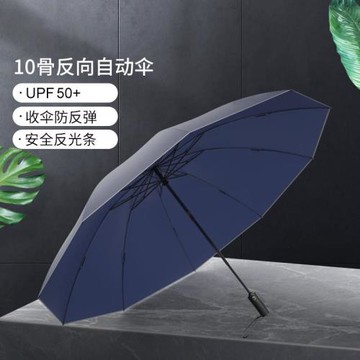 10骨加大防風節節收防回彈全自動晴雨傘反向廣告傘加反光條防反彈