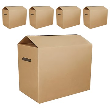 Casber科百承印 耐重版五層波浪瓦楞紙箱 釘封側提孔 厚8mm  50 x 35 x 40cm  1組  卡其色