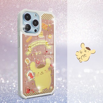 三麗鷗 iPhone 13全系列 軍規防摔鏡面水晶彩鑽手機殼-甜點布丁狗