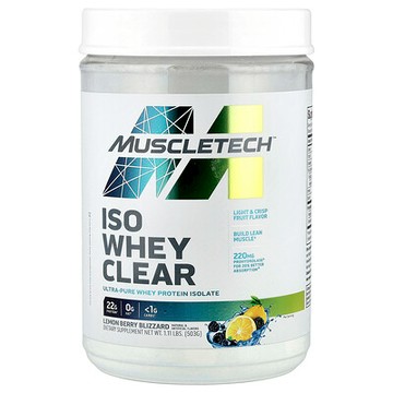 MuscleTech, ISO Whey Clear，超全分離乳清蛋白，檸檬漿果暴風雪，1.11 磅（503 克）