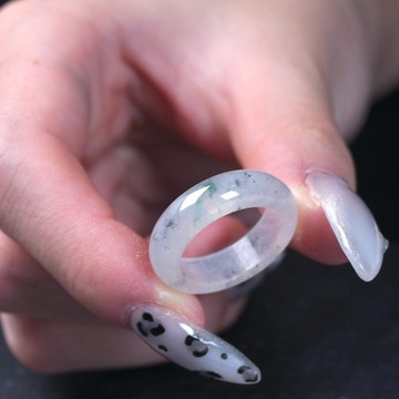 冰種飄藍花翡翠戒指戒圈 | 國際12圍 | 天然緬甸玉翡翠A貨 | 送禮