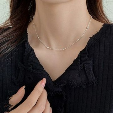 MoonDy 串珠項鍊 百搭飾品 短項鍊 韓國項鍊 銀項鍊 女生項鍊 情人節禮物 純銀項鍊