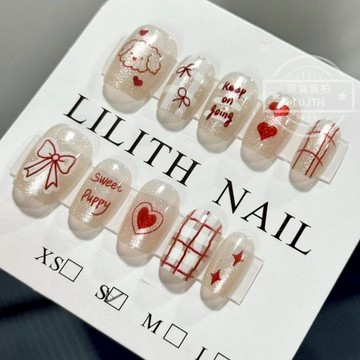 可隔日到貨！甜心小狗 猫眼穿戴甲 可拆卸顯白百搭 光療穿戴甲 美甲貼片 美甲穿戴甲  甲片 假指甲 指甲貼