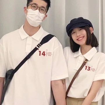 2023情侶裝夏裝純棉短袖polo衫拍結婚照領證登記白色t恤襯衫夏服