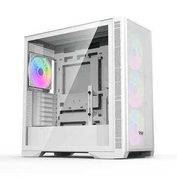 darkFlash DF4100 E-ATX電腦機殼-白色(支援背插 /內建14公分ARGB*4 /TYPE-C)