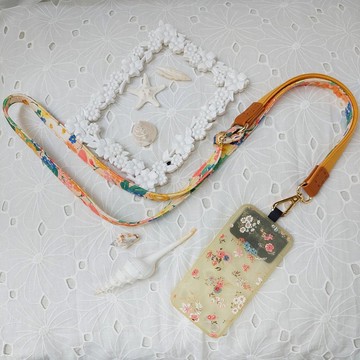 三合一多功能黃色韓國棉布手機斜背繩/斜背帶/背繩/掛繩