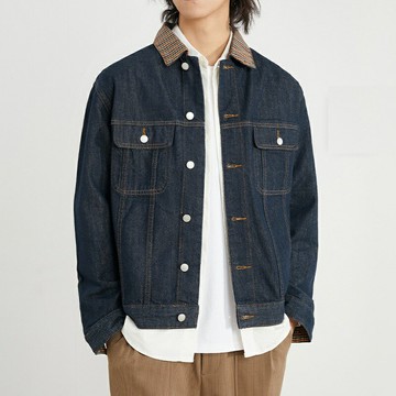 現貨+預購 美式牛仔外套丹寧夾克經典牛仔襯衫-工裝格紋拼接寬鬆男外套74gc6【獨家進口】【米蘭精品】