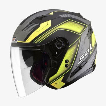 SOL 停產 SO7 SO-7 星際 消光黑螢光黃 半罩 3/4罩 內藏墨鏡 雙層鏡 LED燈 安全帽《比帽王》