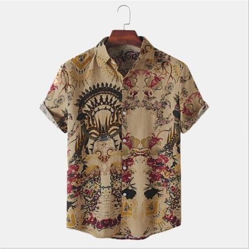 Summer linen lapel short sleeve shirt for men 翻領短袖襯衣男