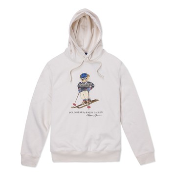 Polo Ralph Lauren RL 熱銷刺繡滑雪熊連帽T恤-杏色
