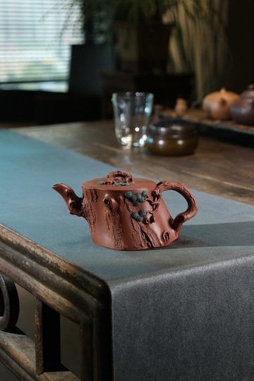 送禮紫砂壺茶壺松段 全手精品  底槽清 230ml 14孔 全手工精品