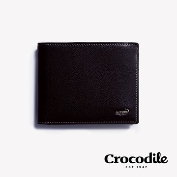 Crocodile 鱷魚皮件 男皮夾 短夾 真皮 錢包 自然摔紋 上翻子夾 0203-11041-黑咖兩色