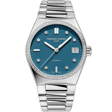 CONSTANT 康斯登 LADIES AUTOMATIC 系列 鑽圈 機械女腕錶(FC-303LBSD2NHD6B)-36mm-藍面鋼帶【刷卡回饋 分期0利率】【APP下單點數13倍送】