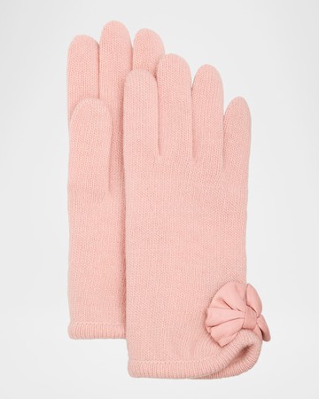 Cashmere Blend Gloves W/ Bow Detail