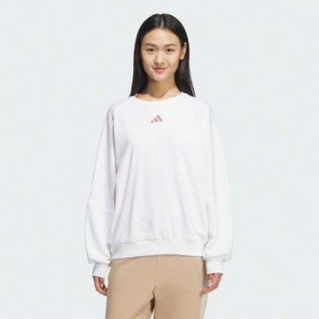 adidas 愛迪達 長袖上衣 女 大學T 亞規 WORD FT CREW 白 JZ8448(S3199)
