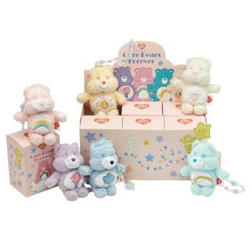 【Grace Gift】Care Bears-棉花糖系列毛絨玩偶手機串珠吊飾一中盒