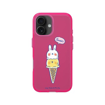 iPhone 16 Clear 粉漾桃 - 懶散兔與啾先生 Lazy Rabbit and Mr.Chu - 冰淇淋