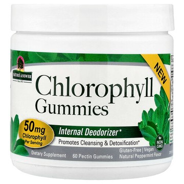 Nature's Answer, 葉綠素軟糖，天然薄荷味，60 粒果膠軟糖
