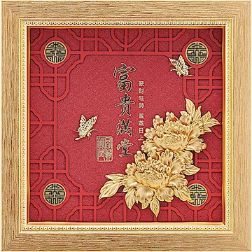 金箔畫 純金 *金鴻喜系列* 牡丹【富貴滿堂A】...23x23cm