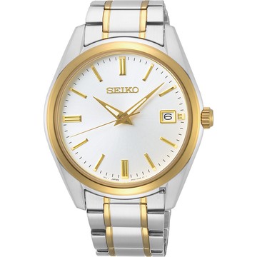 SEIKO 精工 CS 時尚石英手錶(SUR312P1)-銀x雙色39mm