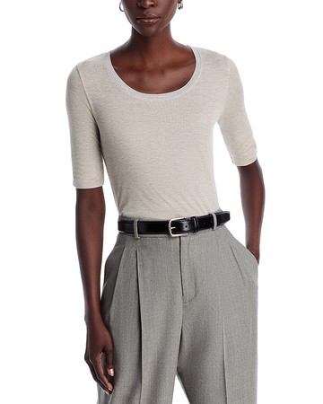 Majestic Filatures Elbow Sleeve Scoop Neck Sweater