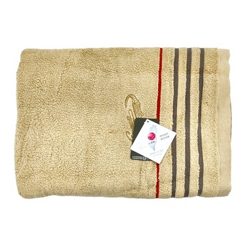 Crocodile 鱷魚 貴族時尚彩條浴巾 76*152CM 500G 100%棉 台灣製  棕色  1條