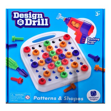 Educational Insights 天才工程師 益智形狀配對板套裝 附電鑽和彩色螺絲  益智形狀配對板  1盒