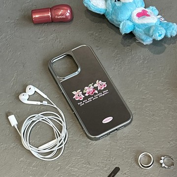 Sweet Cherry 銀色電鍍框鏡面手機保護殼