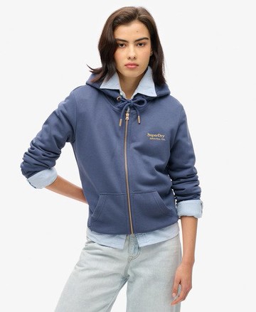 Superdry Women's Women's Essential Logo Zip Hoodie Navy / Mariner Navy - Size: 16 Size: 12