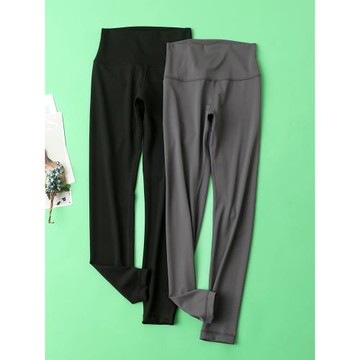 100%真絲內里高腰瑜伽褲桑蠶絲緊身修身美腿運動健身褲塑身美體褲