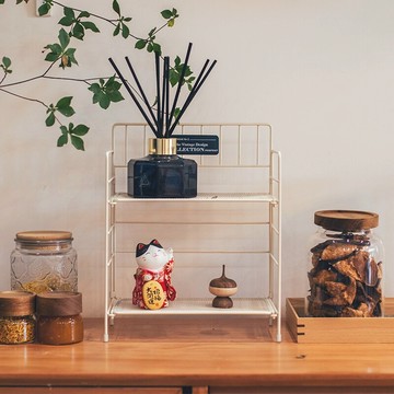 半宅多肉花架宿舍桌面化妝品收納籃雙層鐵藝廚房調味品雜物置物架