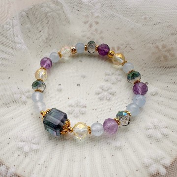 海的自由 / 丹泉石手鍊 海藍寶手鍊 天然石手串 天河石手鍊 白水