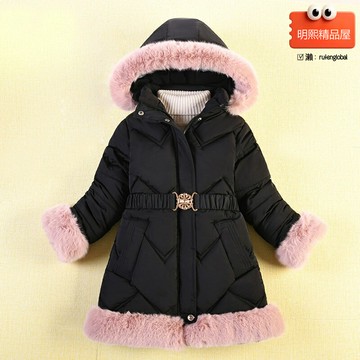 【韓版洋氣】女童棉衣 童裝外套 兒童棉服 女童冬裝 毛領棉襖 純色中長款 加厚保暖 冬季外出穿搭